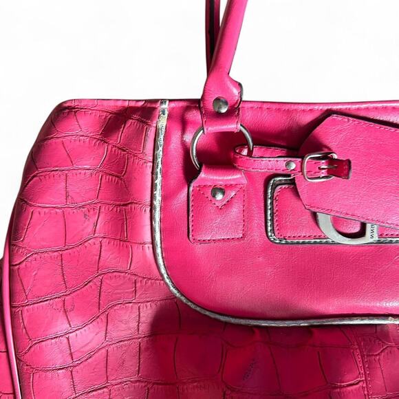 Pink Guess y2k large tote crocodile pattern retro travel - Picture 4 of 6